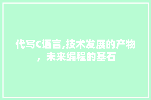 代写C语言,技术发展的产物，未来编程的基石 GoogleSEO