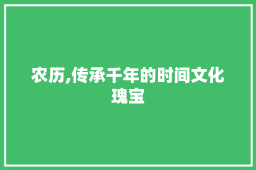 农历,传承千年的时间文化瑰宝 神马SEO