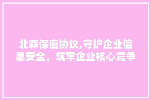 北森保密协议,守护企业信息安全，筑牢企业核心竞争力 GoogleSEO