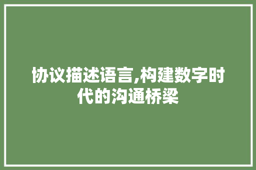 协议描述语言,构建数字时代的沟通桥梁 GoogleSEO