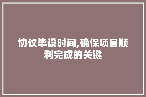 协议毕设时间,确保项目顺利完成的关键 搜狗SEO