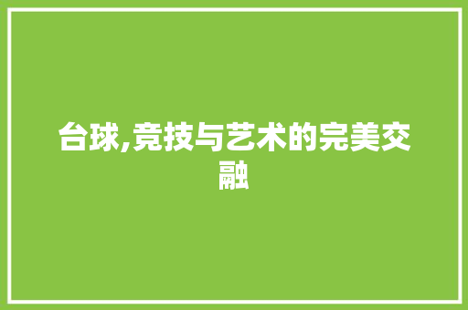 台球,竞技与艺术的完美交融 搜狗SEO