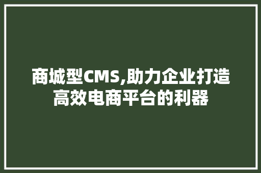 商城型CMS,助力企业打造高效电商平台的利器 百度SEO