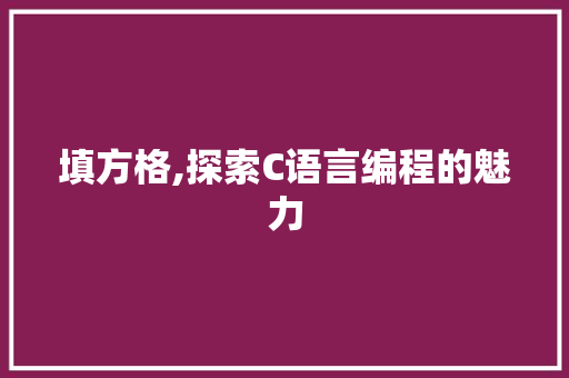 填方格,探索C语言编程的魅力 神马SEO