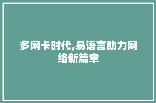 多网卡时代,易语言助力网络新篇章 百度SEO