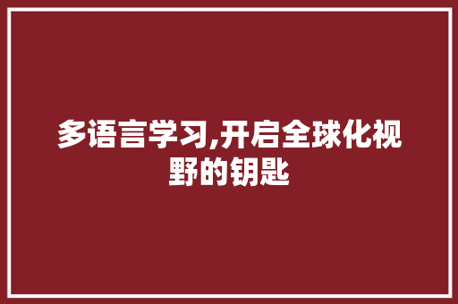 多语言学习,开启全球化视野的钥匙