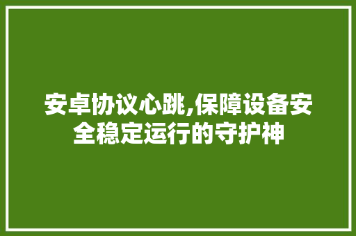 安卓协议心跳,保障设备安全稳定运行的守护神 GoogleSEO