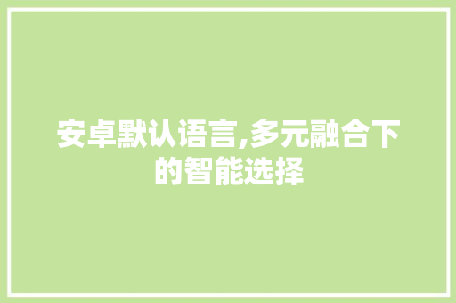安卓默认语言,多元融合下的智能选择 GoogleSEO