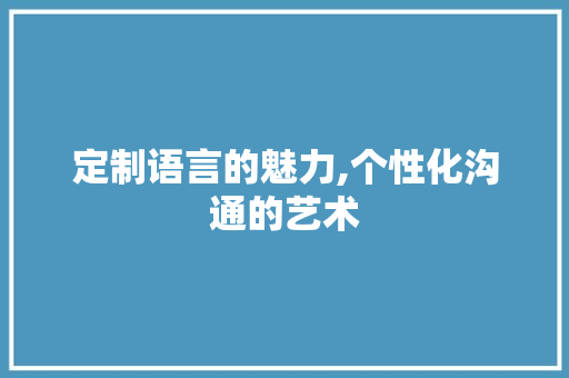 定制语言的魅力,个性化沟通的艺术 GoogleSEO