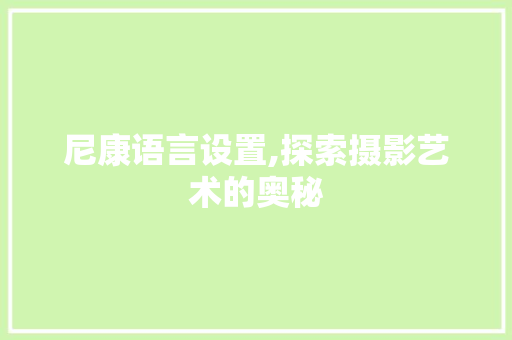 尼康语言设置,探索摄影艺术的奥秘 百度SEO