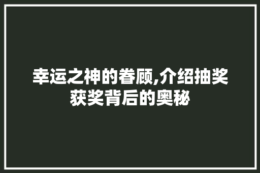 幸运之神的眷顾,介绍抽奖获奖背后的奥秘 搜狗SEO