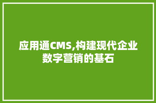 应用通CMS,构建现代企业数字营销的基石 必应SEO