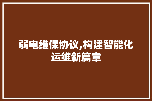 弱电维保协议,构建智能化运维新篇章 必应SEO