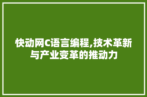 快动网C语言编程,技术革新与产业变革的推动力 神马SEO