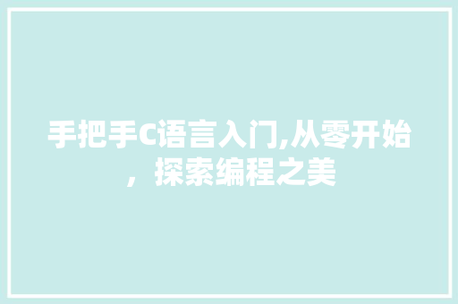 手把手C语言入门,从零开始，探索编程之美 神马SEO