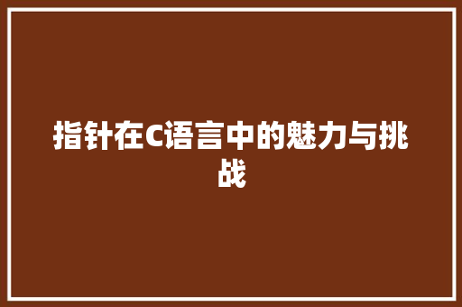 指针在C语言中的魅力与挑战 GoogleSEO