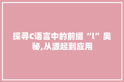 探寻C语言中的前缀“l”奥秘,从源起到应用