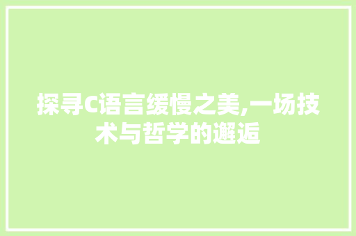 探寻C语言缓慢之美,一场技术与哲学的邂逅 神马SEO