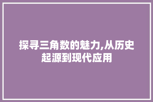 探寻三角数的魅力,从历史起源到现代应用 GoogleSEO