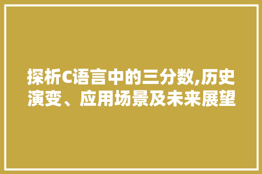 探析C语言中的三分数,历史演变、应用场景及未来展望 GoogleSEO
