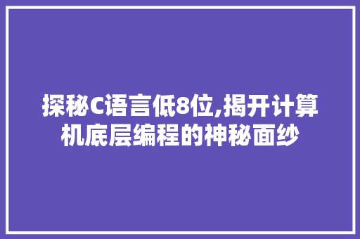 探秘C语言低8位,揭开计算机底层编程的神秘面纱 搜狗SEO