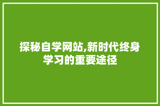 探秘自学网站,新时代终身学习的重要途径 搜狗SEO