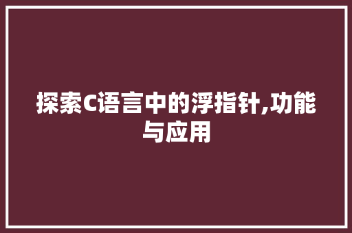 探索C语言中的浮指针,功能与应用