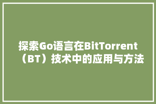 探索Go语言在BitTorrent（BT）技术中的应用与方法 神马SEO