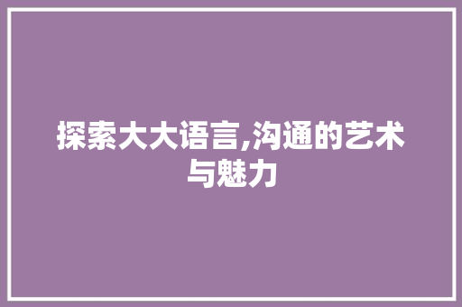 探索大大语言,沟通的艺术与魅力 GoogleSEO