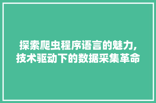 探索爬虫程序语言的魅力,技术驱动下的数据采集革命 神马SEO