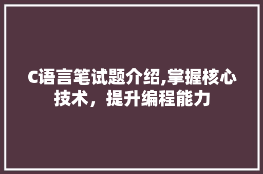 C语言笔试题介绍,掌握核心技术，提升编程能力 GoogleSEO