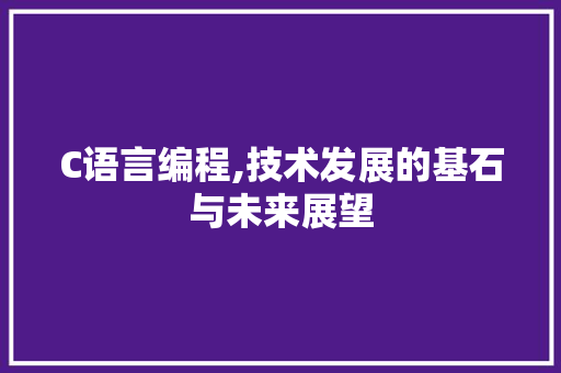 C语言编程,技术发展的基石与未来展望 神马SEO