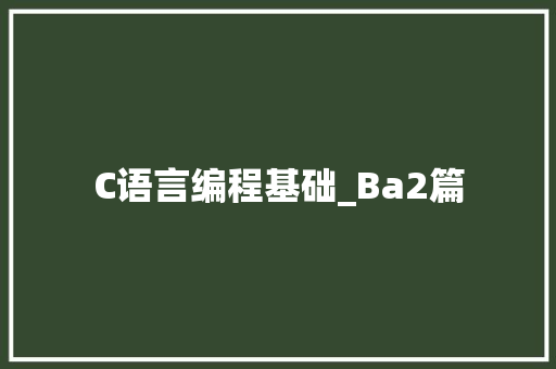 C语言编程基础_Ba2篇 必应SEO