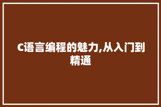 C语言编程的魅力,从入门到精通 必应SEO