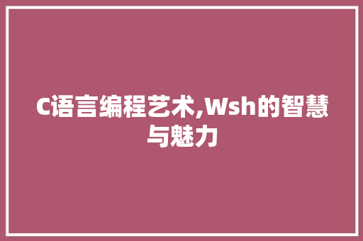 C语言编程艺术,Wsh的智慧与魅力 搜狗SEO