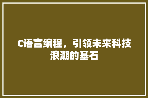 C语言编程，引领未来科技浪潮的基石 必应SEO