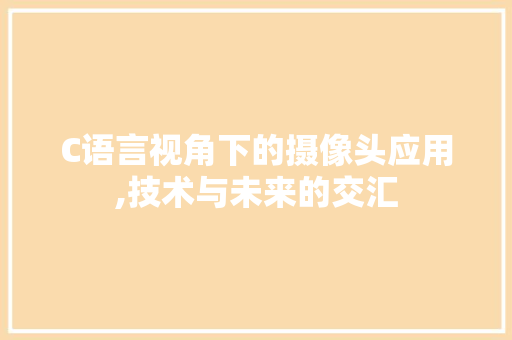 C语言视角下的摄像头应用,技术与未来的交汇