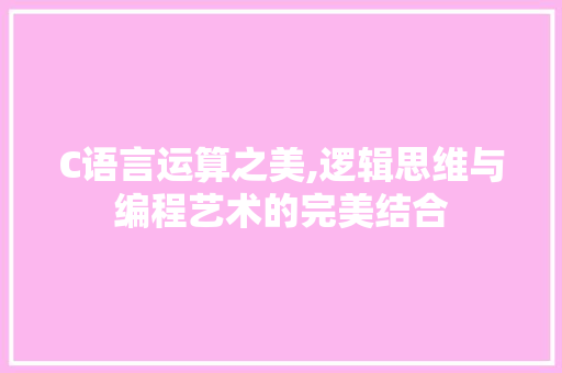 C语言运算之美,逻辑思维与编程艺术的完美结合 百度SEO