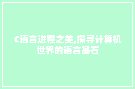 C语言进程之美,探寻计算机世界的语言基石 百度SEO