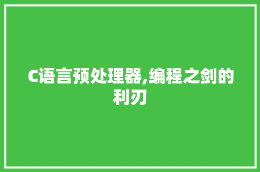 C语言预处理器,编程之剑的利刃 百度SEO