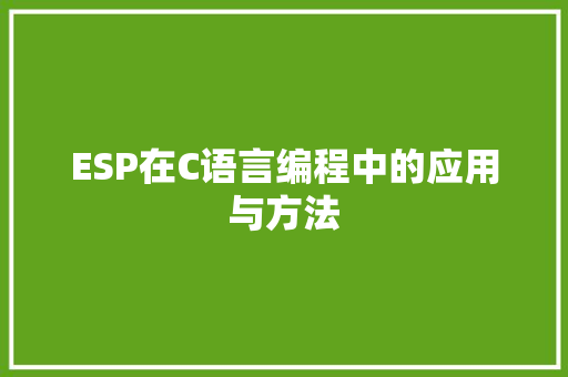 ESP在C语言编程中的应用与方法 百度SEO