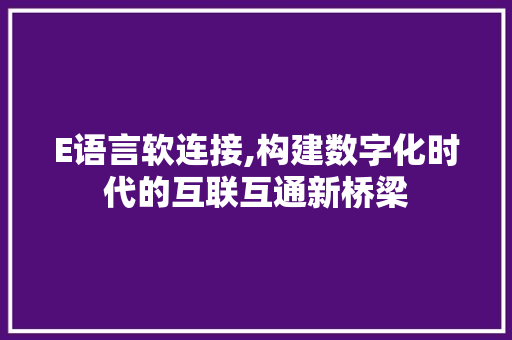 E语言软连接,构建数字化时代的互联互通新桥梁 必应SEO