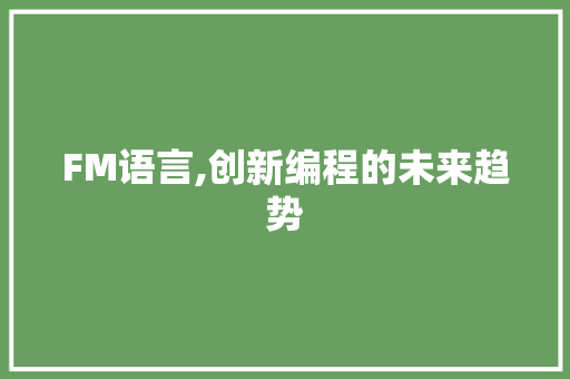 FM语言,创新编程的未来趋势 搜狗SEO