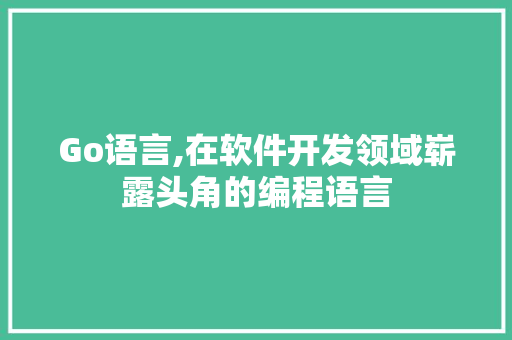 Go语言,在软件开发领域崭露头角的编程语言 GoogleSEO