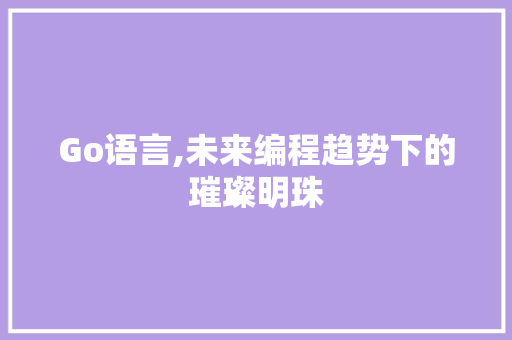 Go语言,未来编程趋势下的璀璨明珠 GoogleSEO