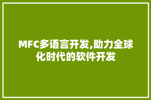 MFC多语言开发,助力全球化时代的软件开发 必应SEO