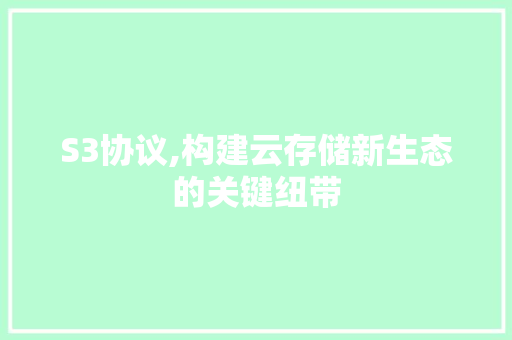 S3协议,构建云存储新生态的关键纽带 必应SEO