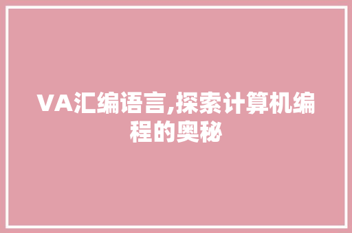 VA汇编语言,探索计算机编程的奥秘 神马SEO
