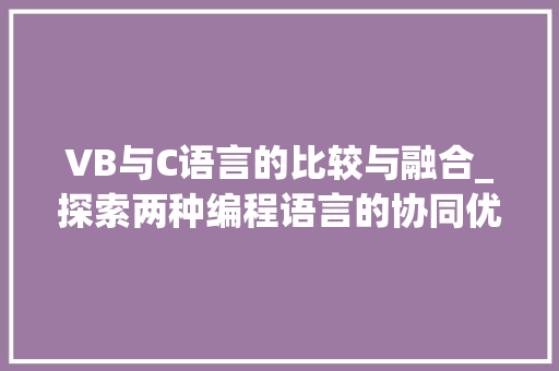 VB与C语言的比较与融合_探索两种编程语言的协同优势 GoogleSEO