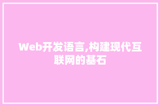 Web开发语言,构建现代互联网的基石 GoogleSEO